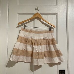 GAP tan and white striped pleated skirt